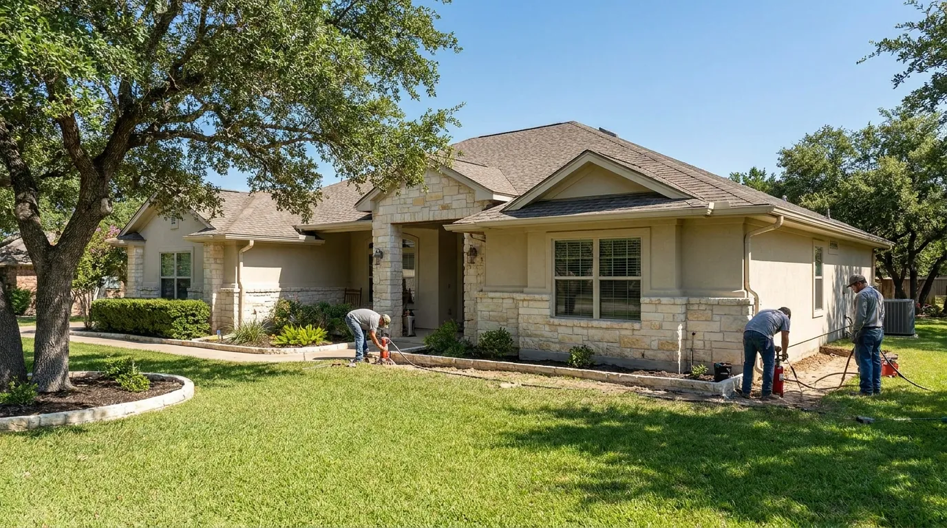 Slab foundation repair on a New Braunfels home